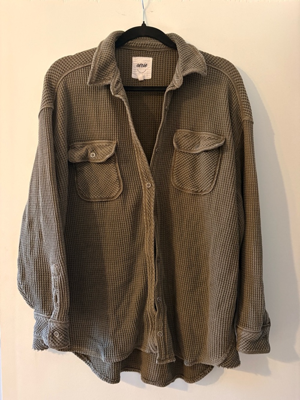 Aerie Lumberjane Waffle-Knit Button Up Shirt